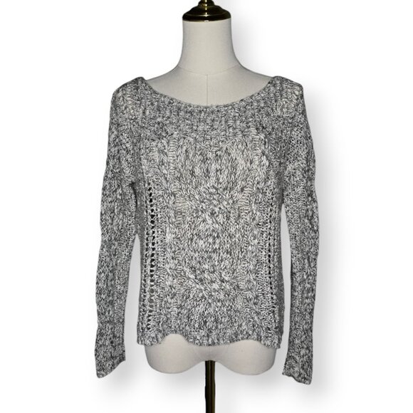Free People Chunky Knit Open Stitch Sweater - Gray/Black/White Marl - Picture 2 of 7